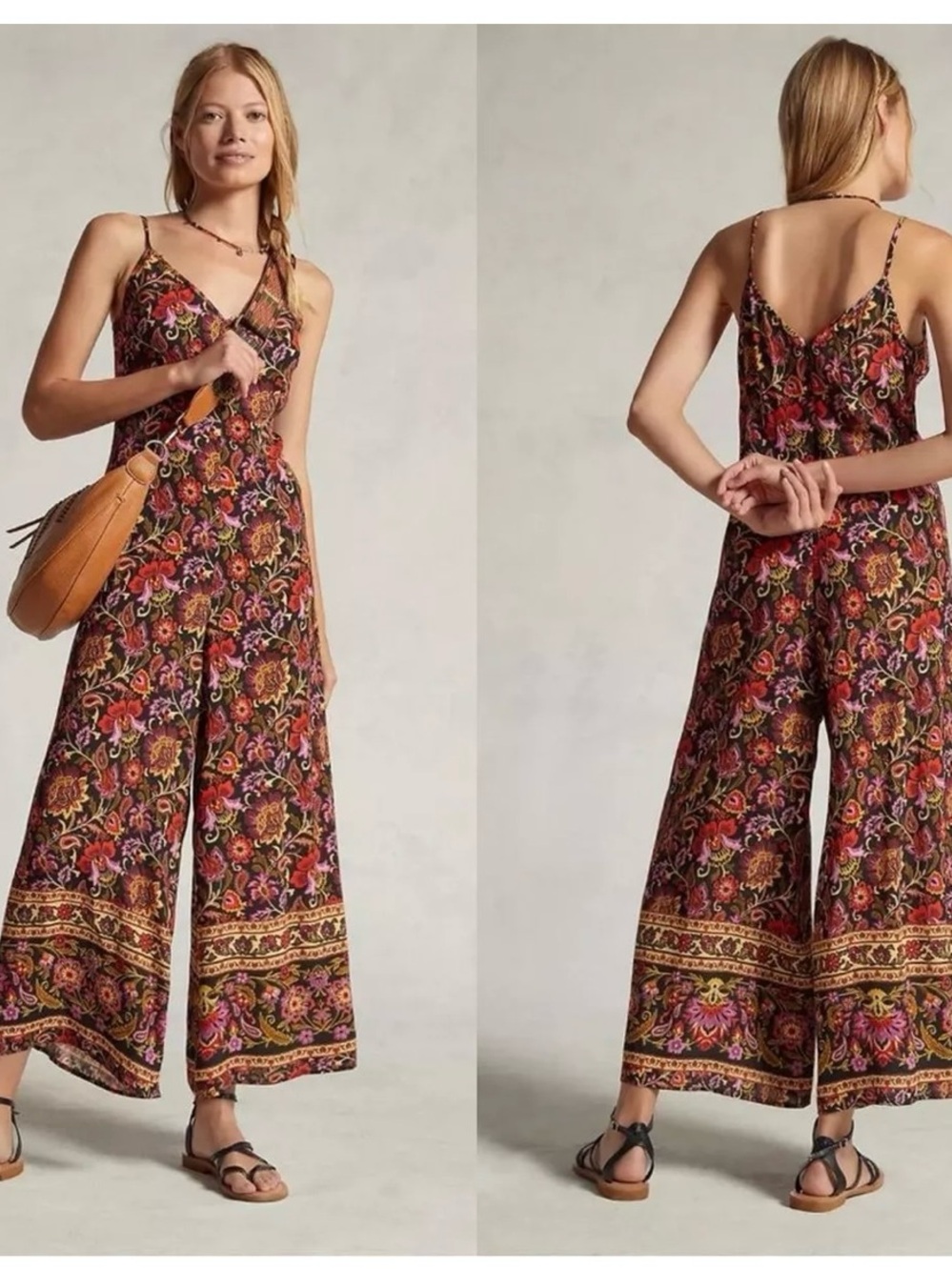 Kachel Anthropologie Floral Wide-Leg V-Neck Spaghetti Strap
Jumpsuit 6